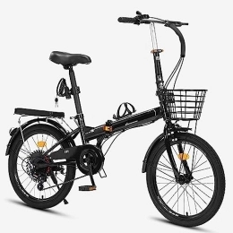 JAMCHE Plegables JAMCHE Bicicleta Plegable para Adultos, Bicicleta portátil de Acero al Carbono, transmisión de 7 velocidades y Freno en V para Acampar en Altura Ajustable
