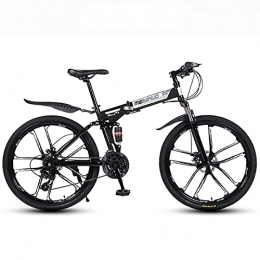LHQ-HQ Plegables LHQ-HQ Bicicleta de montaña de 26 pulgadas de 24 velocidades de 10 ruedas para adultos, de velocidad variable, plegable, bicicleta de montaña, doble disco de amortiguación, color negro