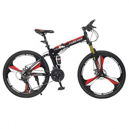 Weiyue Plegables Weiyue Bicicleta Plegable- Bicicleta de montaña Plegable Bicicleta for Adultos Una Rueda 26 Pulgadas 24 Velocidad Estudiante Masculino Frenos de Doble Disco Bicicleta de montaña (Color : Black Red)