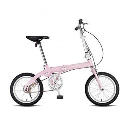 Weiyue Plegables Weiyue Bicicleta Plegable- Bicicleta Plegable 16 Pulgadas Ultraligero portátil Adulto Bicicleta Hombres y Mujeres pequeña Rueda pequeña Velocidad única (Color : Pink)