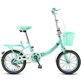Weiyue Plegables Weiyue Bicicleta Plegable- Bicicleta Plegable for niños 16 Pulgadas Bicicleta for niños Masculinos y Femeninos 6-10-12 años Cochecito de bebé Niña Coche de Escuela Primaria (Color : Green)