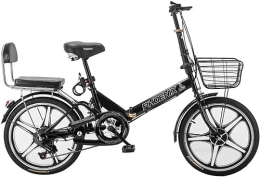 ZLYJ Plegables ZLYJ Bicicleta Plegable 20 Pulgadas para Adultos, Bicicleta Ciudad Plegable De Aluminio Liviano, Sistema Plegado Rápido, Bicicleta Estudiante Portátil Ultraligera Black