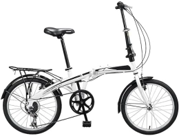 ZLYJ Plegables ZLYJ Cuadro Bicicleta Plegable para Adultos 20 Pulgadas, Bicicleta Ciudad Plegable con Luz Velocidad 7 Velocidades, Sistema Plegado Rápido White