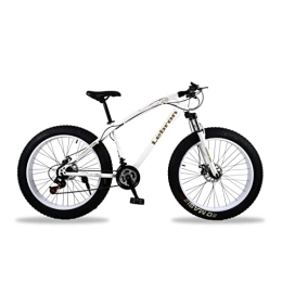 ENERJ Fat Tyre Bike ENERJ 26' Mountain Bike for Adults, 21 Speed Gear with Fat Tyres, Advanced Shock Absorption System and Disk Breaks (White)