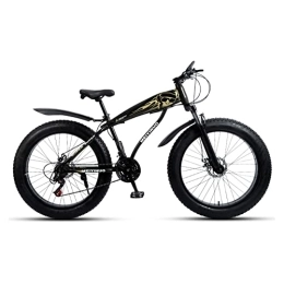  Fat Tyre Bike Fat Tire Mountain Bike, 21 Speed, Special Shaped Frame, One Word Handlebar, with High Carbon Steel Frame, Double Disc Brake and Front Suspension Ant Slip Bikes with 26 Inch Wheels