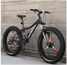 H-ei Fat Tyre Bike H-ei 26 Inch Mountain Bikes, High-carbon Steel Hardtail Mountain Bike, Fat Tire All Terrain Mountain Bike, Women Men's Anti-Slip Bikes (Color : Black, Size : 24 Speed 3 Spoke)