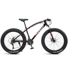 ITOSUI Fat Tyre Bike ITOSUI 4.0 Inch Thick Wheel Mountain Bikes, Adult Fat Tire Trail Bike, Speed Bicycle, High-carbon Steel Frame, Full Suspension Dual Disc Brake Bicycle for Men Women, Black Red, 24inch 24speed