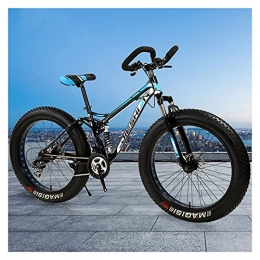 LHQ-HQ Fat Tyre Bike LHQ-HQ 24" Wheel Fat Tire Mountain Bike 4" Wide Tires 30 Speed Dual Disc Brake Dual-Suspension Butterfly Handlebar Bicycle for Adult Teen, D