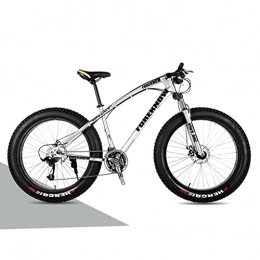 LHQ-HQ Fat Tyre Bike LHQ-HQ 26" Fat Tire Adults Mountain Trail Bike, 24-Speed Gears, Fork Suspension, High-Carbon Steel Frame, Dual Disc Brake, Loading 160 Kg Suitable for Height 170-220CM, silver