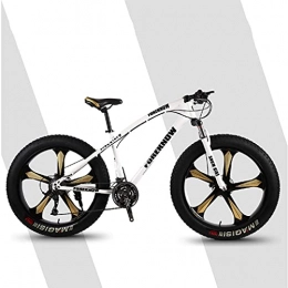 LHQ-HQ Fat Tyre Bike LHQ-HQ Adults Mountain Trail Bike, 26" Fat Tire, 27-Speed Gears, High-Carbon Steel Frame, Fork Suspension, ​Dual Disc Brake, Loading 160 Kg Suitable for Height 170-220CM, white