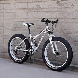 LHQ-HQ Fat Tyre Bike LHQ-HQ Adults Mountain Trail Bike, 26" Fat Tire, 27 Speed, High-Carbon Steel Frame, Dual-Suspension, ​Shimano Shift Kit, Loading 200Kg, A