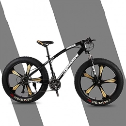 LHQ-HQ Fat Tyre Bike LHQ-HQ Adults Mountain Trail Bike, 26" Fat Tire, 30-Speed Gears, High-Carbon Steel Frame, Fork Suspension, ​Dual Disc Brake, Loading 160 Kg Suitable for Height 170-220CM, black