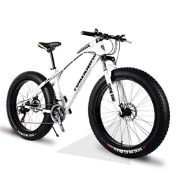NENGGE Fat Tyre Bike NENGGE 26 Inch Hardtail Mountain Bikes with Fat Tire for Adults Men Women, Mountain Trail Bike with Front Suspension Disc Brakes, High-Carbon Steel Mountain Bicycle, White Spoke, 24 Speed