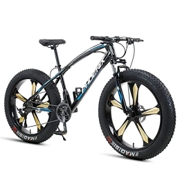 NENGGE Fat Tyre Bike NENGGE 26 Inch Mountain Bike for Boys, Girls, Mens and Womens, Adult Fat Tire Mountain Bicycle, Carbon Steel Beach Snow Outdoor Bike, Hardtail, Disc Brakes, Blue 5 Spoke, 30 Speed