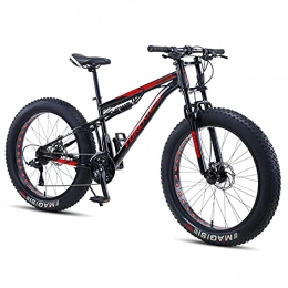 NENGGE Fat Tyre Bike NENGGE Fat Tire Hardtail Mountain Bike 24 Inch for Men and Women, Dual-Suspension Adult Mountain Trail Bikes, 21 / 27 Speed All Terrain Bicycle with Adjustable Seat & Dual Disc Brake, Black, 21 Speed