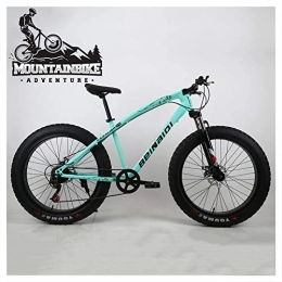 NENGGE Bike NENGGE Hardtail Mountain Bikes with 24 Inch Fat Tire for Adults Men Women, Anti-Slip Mountain Bicycle with Front Suspension & Mechanical Disc Brakes, High Carbon Steel Frame, Green 2, 21 Speed