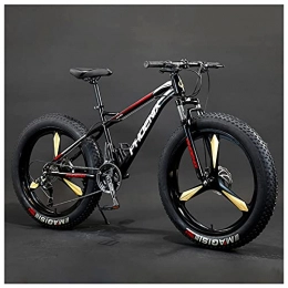 NZKW Fat Tyre Bike NZKW Adult Mountain Bike, 26-Inch Wheels, Mens, Womens Steel Frame, Fat Tire Mountain Bikes Hardtail Mountain Bicycle, Mechanical Disc Brakes, Red 3 Spoke, 21 Speed