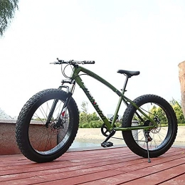 NZKW Fat Tyre Bike NZKW Mountain Bike Fat Tire Bicycles Country Gearshift Bicycle, Outdoor Bicycle Student Carbon Steel Bicycle Full Suspension MTB for Beach, Desert, Snow, Green, 7speed 24 inch