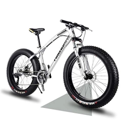 Wind Greeting Fat Tyre Bike Wind Greeting 26" Mountain Bikes, 24 Speed Bicycle, Adult Fat Tire Mountain Trail Bike, Snow Bike, High-carbon Steel Frame Dual Full Suspension Dual Disc Brake (Silver)