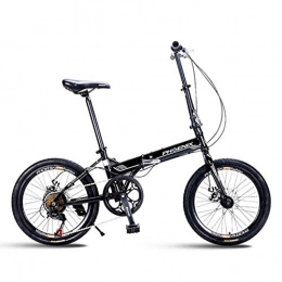 WLGQ Folding Bike Bicycle Mountain Bike Folding Bicycle Unisex 20 Inch Small Wheel Bicycle Portable 7 Speed Bicycle (Color : BLACK, Size : 150 * 30 * 60CM)