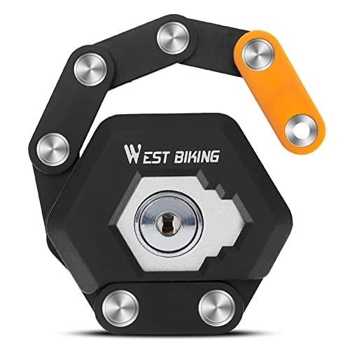 Bike Lock : West Biking Folding Bike Lock, Bike Chain Lock, Heavy Duty Alloy Steel, Bicycle Foldable Lock with Mounting Bracket, Anti-Theft Strong Security, with 3 Keys, 79cm