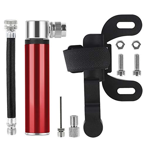 Bike Pump : Jklt Bike Pump Portable Inflator Mini Bike Tire Inflator with Flexible air Tube and Road Mountain Bike Mounting kit Tire Repair Tool Easy to Operate and Carry (Color : Red, Size : 9.7cm)