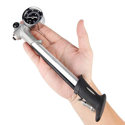 Bike Pump : Jklt Bike Pump Ultralight Bicycle Pump High Pressure Bicycle Pump Inflator Portable Manual Pump with Gauge Lightweight Easy to Operate and Carry (Color : Silver, Size : 10.2inch)
