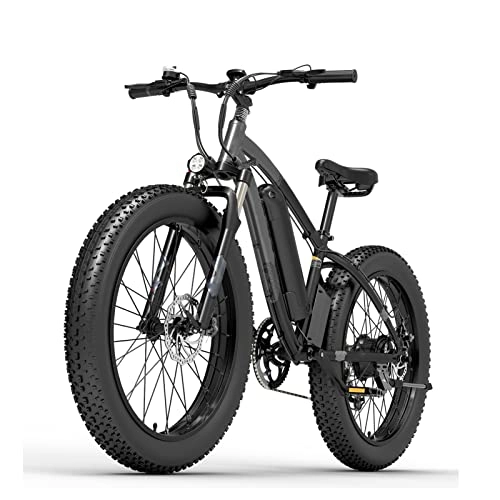Bici elettriches : Bici elettrica per Adulti 25 mph 26"Fat Tire 1000W 48V 13Ah Batteria Bicicletta elettrica Ciclomotore Snow Mountain Ebike (Colore : Nero)