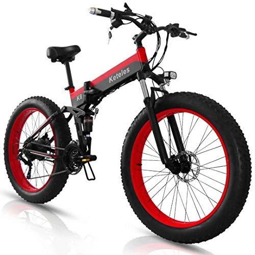 Bici elettriches : Bici Elettrica Pieghevole Mtb E-bike Fat Bike, Bicicletta Elettrica a Pedalata Assistita Unisex Adulto, Batteria Removibile da 48V 15A, Pneumatici da 26” x 4.0”
