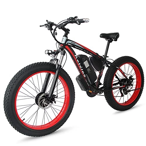 Bici elettriches : Bicicletta elettrica 26 pollici 4.0 Fat Tire Ebike 48 V 23 AH Electric Bicycle Mountain Power Assisted Electric Men Bike -K800 Pro (1 batteria, rosso)