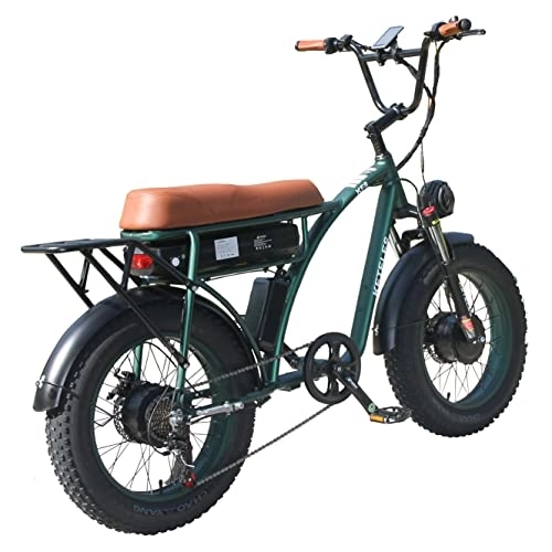 Bici elettriches : Bicicletta elettrica da 20 pollici, 48 V, 23 Ah, al litio, pieghevole, 4, 0 Fat tire Electric Bike per adulti fatbike-KF8 (2 motori, verde militare)
