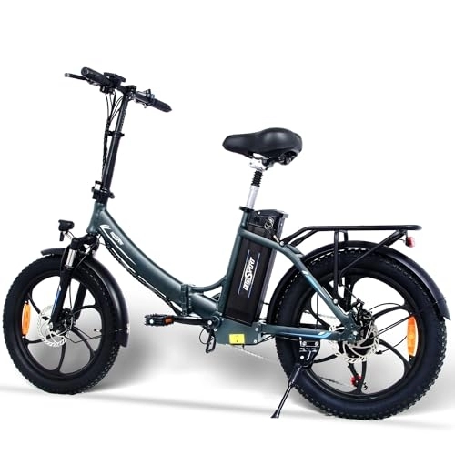 Bici elettriches : Bicicletta Elettrica Pieghevole, 20 Pollici 3.0 Fat Tire E-Bike con Motore 250 W, Batteria al Litio Rimovibile da 36V 10.4Ah con Display LCD, Shimano - 7 Velocità, 60KM