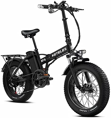 Bici elettriches : Bicicletta elettrica pieghevole per pneumatici grassi, batteria staccabile da 48 V 18 Ah, 20× 4.0 pollici, la durata della batteria assistita può raggiungere 65-85 km, adatta per adulti