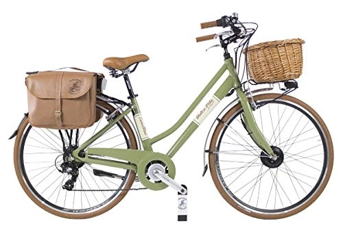 Bici elettriches : Canellini E-Bike Dolce Vita by Bici Elettrica Citybike Retro Vintage Donna Verde Oliva 46