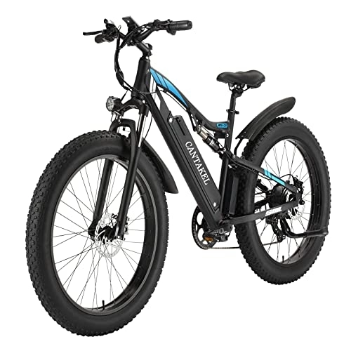 Bici elettriches : CANTAKEL 26" E-bike, Mountain Bike con Batteria Rimovibile agli Ioni di Litio da 48V 17AH, Cambio Shimano Professional a 7 Velocità