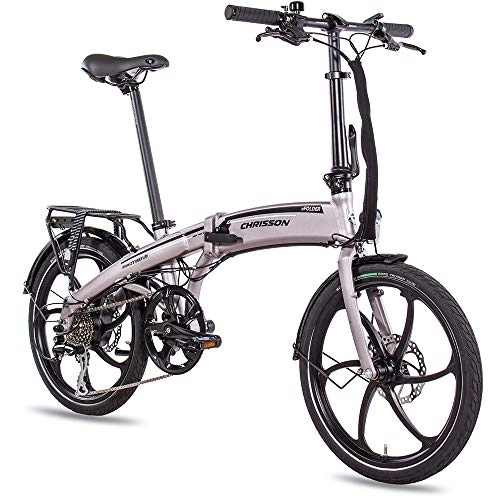 Bici elettriches : CHRISSON eFolder - Bicicletta elettrica pieghevole da 20 pollici, con motore al mozzo AIKEMA 250 W, 36 V, 30 Nm, per uomo e donna, pratica bicicletta elettrica pieghevole