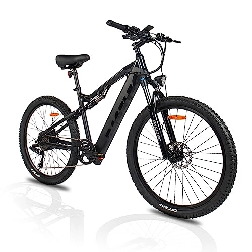 Bici elettriches : DEEPOWER GS9 Bici elettrica per adulti, motore senza spazzole BAFANG da 250W, bicicletta elettrica da montagna da 27, 5", 25 km / h, batteria al litio rimovibile da 48V 13Ah, 9 velocità