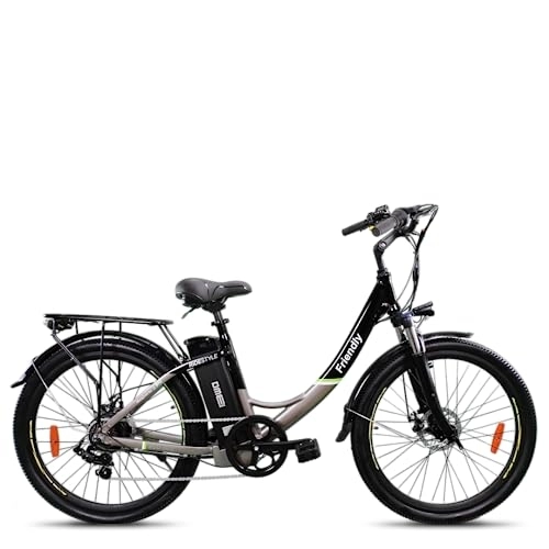 Bici elettriches : DME BIKE, Friendly, Bicicletta City-Bike Elettrica Fissa a Pedalata Assistita 26" 250W 36V. Sella in gel memory e ribaltabile, freni meccanici, Telaio resistente in alluminio