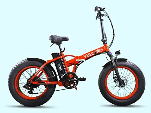 Bici elettriches : DME Bike, Vulcano S-Type, (Arancione) Bicicletta Fat-Bike Elettrica Pieghevole a Pedalata Assistita 20" 250W 36V. Sella in gel memory ribaltabile, chiusure top-Security e Telaio resistente in alluminio