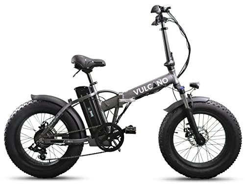 Bici elettriches : DME Bike, Vulcano S-Type, (Grigio) Bicicletta Fat-Bike Elettrica Pieghevole a Pedalata Assistita 20" 250W 36V. Sella in gel memory e ribaltabile, chiusure top-Security e Telaio resistente in alluminio