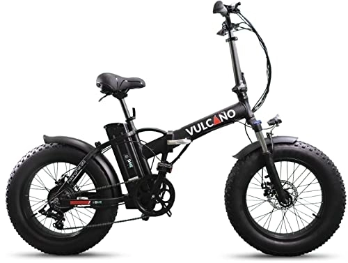 Bici elettriches : DME BIKE, Vulcano S-Type, (Nero) Bicicletta Fat-Bike Elettrica Pieghevole a Pedalata Assistita 20" 250W 36V