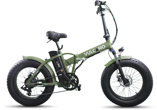 Bici elettriches : DME Bike, Vulcano S-Type, (Verde) Bicicletta Fat-Bike Elettrica Pieghevole a Pedalata Assistita 20" 250W 36V. Sella in gel memory e ribaltabile, chiusure top-Security e Telaio resistente in alluminio