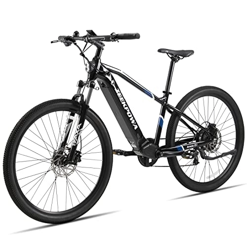 Bici elettriches : E Bike 29" E Mountain bike da uomo con batteria rimovibile 48 V 10, 4 Ah 250 W motore posteriore Shimano a 9 marce, bicicletta elettrica 80 km con forcella ammortizzata, luce LED