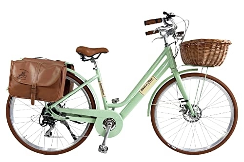 Bici elettriches : Ebike e-bike bici elettrica dolce vita bicicletta pedalata assistita vintage via veneto retrò ctb citybike Citylife (Verde Chiaro)