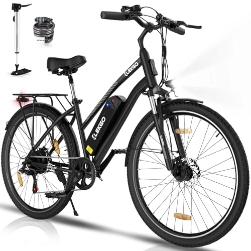 Bici elettriches : ELEKGO Bicicletta Elettrica per Unisex Adulto, 28" E-bike Bici Elettrica con Batteria Rimovibile 36V 12Ah, Motore 250W, Cambio a 7 Velocità, Bici Elettrica urbana con autonomia di 35-90KM