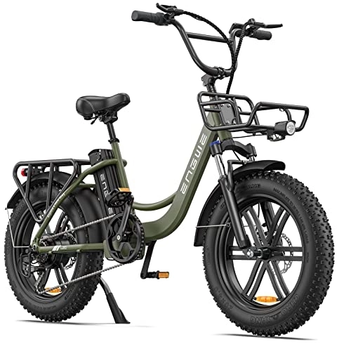 Bici elettriches : ENGWE L20 Bicicletta Elettrica Adulto, 20'' ×4.0'' Fat Tire Bici Elettrica per Donna, 7 velocità, Batteria Rimovibile 48V 13Ah Autonomia bis zu 40-120 km E-Bike (Verde)