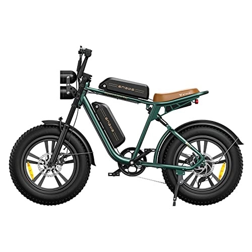 Bici elettriches : ENGWE M20 Bici Elettrica Uomo, 75 KM+75 KM Autonomia Sistema a Doppia Batteria Vicicletta con 20"×4.0 Fat Tire, 48V 26AH E-bike Off-roade Cambio 7 Velocità e Sospensione Completa (Verde)
