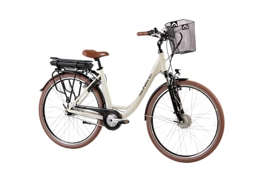 Bici elettriches : F.lli Schiano E- Moon Trek Series, Bicicletta elettrica Unisex Adulto, Bianco Antico, 28 Pollici