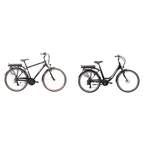 Bici elettriches : F.lli Schiano E-Ride 28'', Bicicletta Elettrica da Città, Uomo, Nera & E- Moon, Bicicletta elettrica Unisex Adulto, Nera, 26