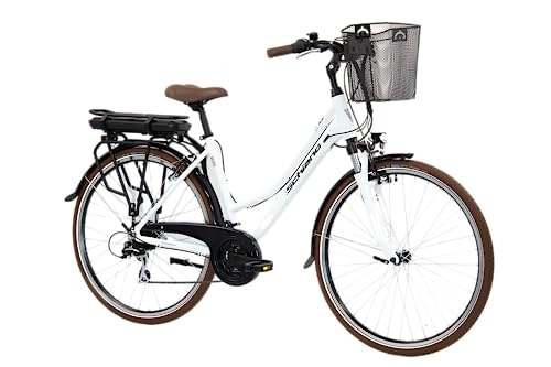 Bici elettriches : F.lli Schiano E-Ride 28 pollici bicicletta elettrica , bici da città per adulti uomo / donna , e-bike ibrida con batteria da 36V, motore da 250W e accessori - luci, cestino , ebike pedalata assistita